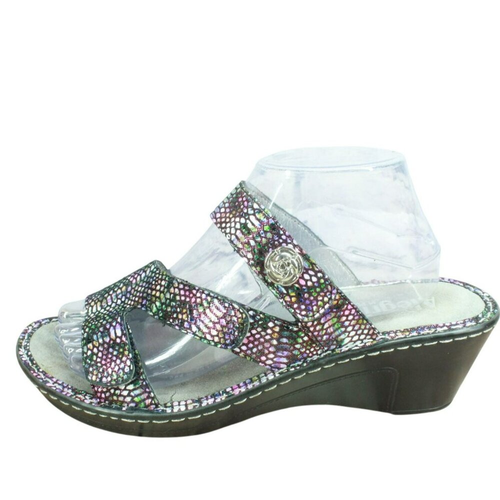 Alegria Lot-299 Multicolor Leather Slip-On Slip Resistant Wedge Sandals Size 10
